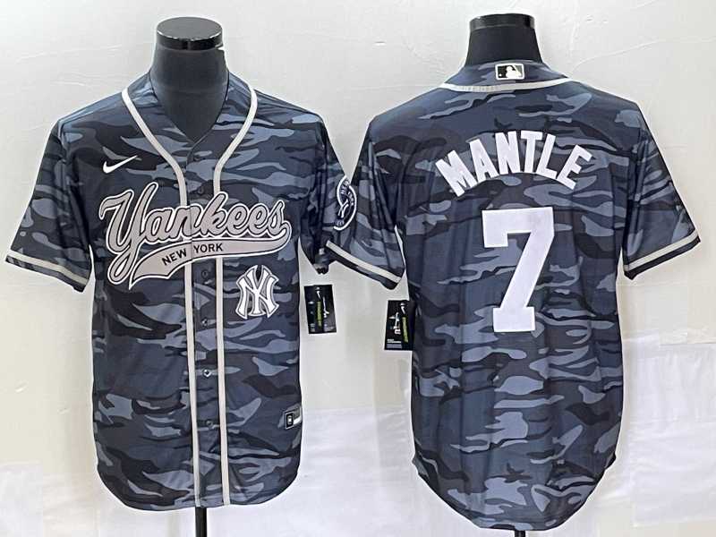 Men's New York Yankees #7 Mickey Mantle Grey Camo Cool Base With Patch Baseball Jersey,We sell and wholesale Men's New York Yankees #7 Mickey Mantle Grey Camo Cool Base With Patch Baseball Jersey on line form chian!